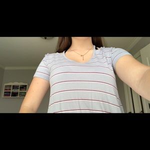 Light blue pink rose shirt